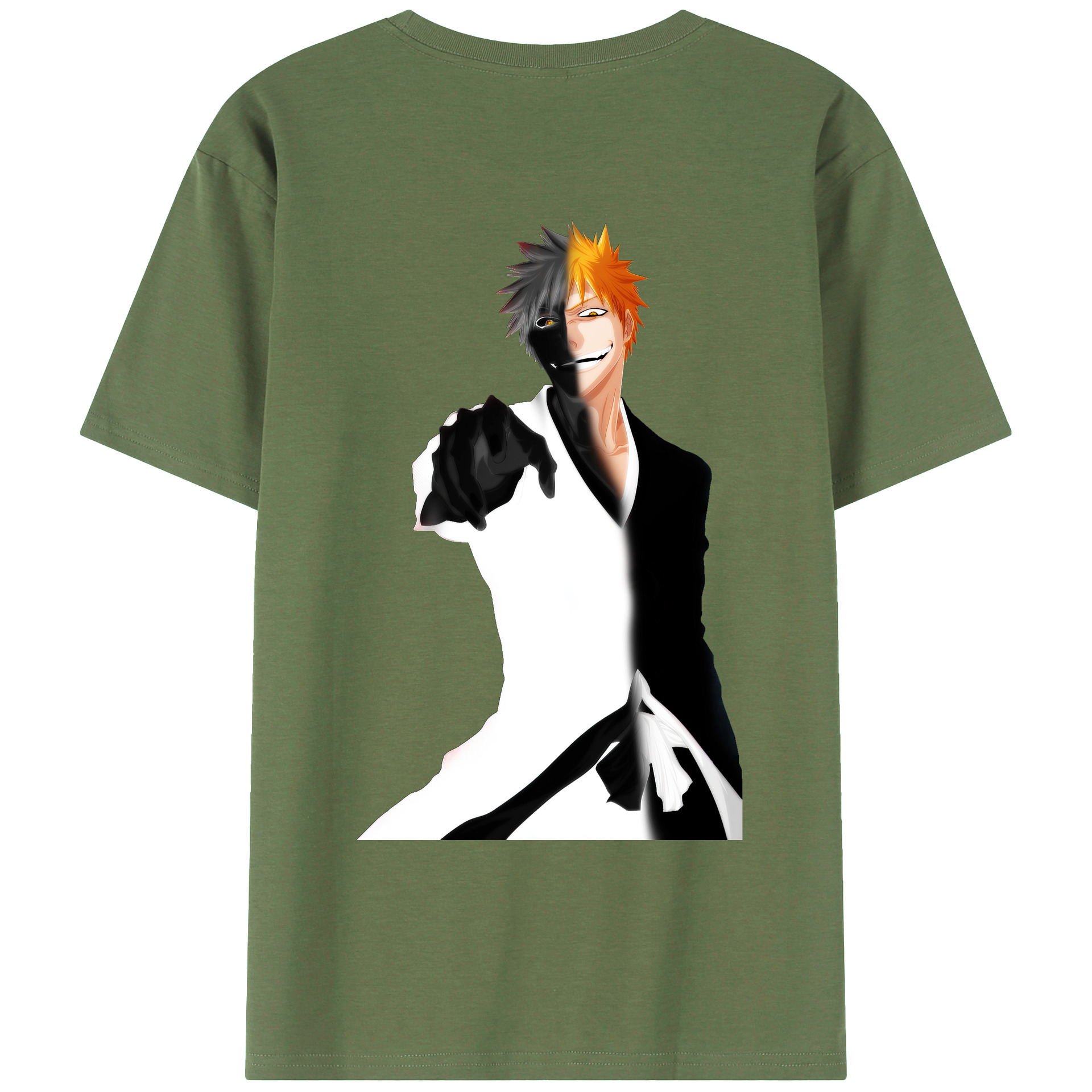 （画像用） ブリーチ 黒崎一護（くろさき いちご）BLEACH Kurosaki Ichigo 綿100％ メンズ半袖Tシャツ（バックプリント） 通気性